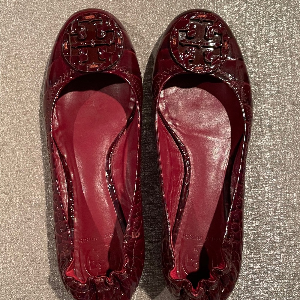 Tory Burch Minnie Travel Ballet Flat Embossed Croc